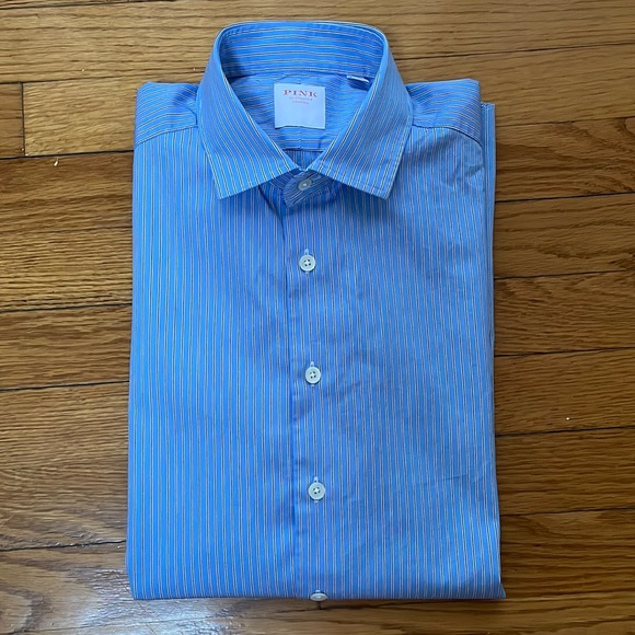 Pink Shirtmaker London Men's Button Down Long Sleeve Shirt, Size Medium - Picture 6 of 13